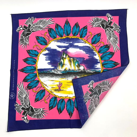 Vintage Springs Industries 14193 Hawk Indian Desert Rock Bandana 22" x 22" Pink - Picture 5 of 5